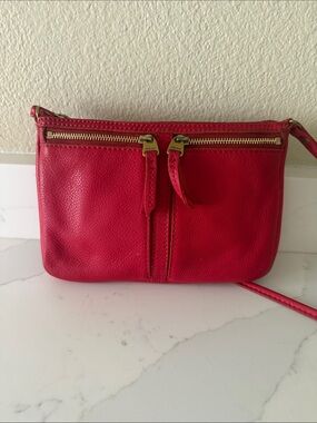 Vintage Fossil Red  Leather Crossbody Bag